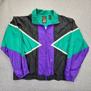 USA Olympic Women's Windbreaker Jacket Sz Large Colorblock Nylon